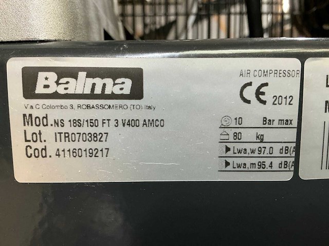 2012 balma lt150 zuigercompressor - afbeelding 2 van  11