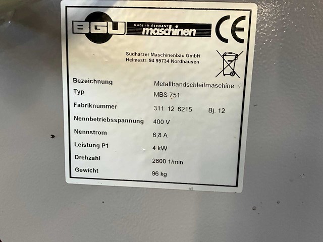 2012 bgu mbs 751 bandschuurmachine - afbeelding 7 van  7
