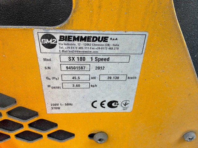 2012 biemmedue sx 180 1 speed infrarood heater - afbeelding 6 van  6