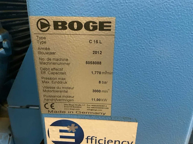 2012 boge c 15 l schroefcompressor installatie - afbeelding 5 van  9