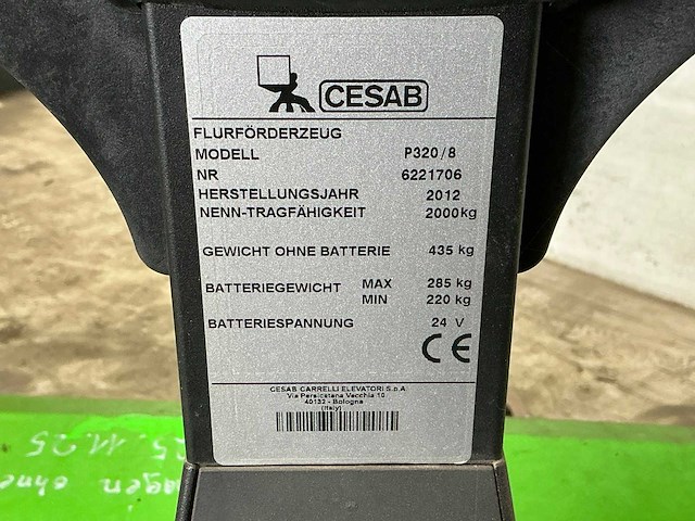 2012 cesab p320/8 elektrische palletwagen - afbeelding 7 van  7