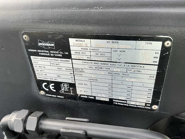 2012 doosan d45sc-5 vorkheftruck - afbeelding 20 van  25