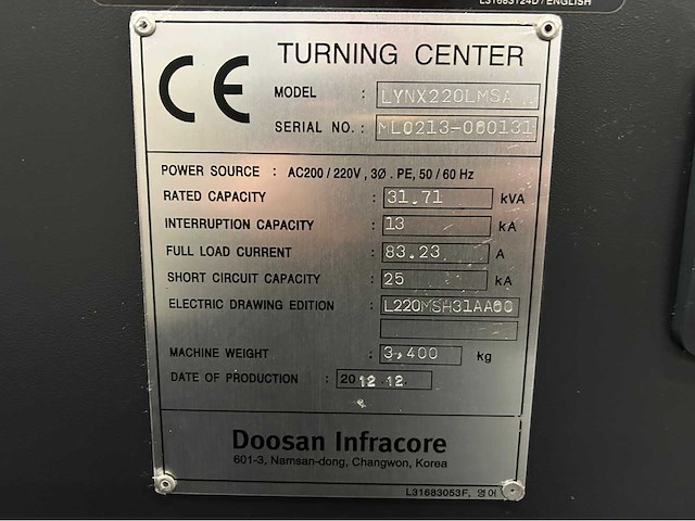 2012 doosan lynx 220 lmsa cnc-draaibank - afbeelding 25 van  31