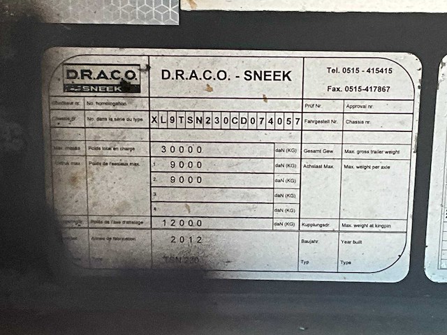 2012 draco tsn230 lzv-oplegger - afbeelding 24 van  24