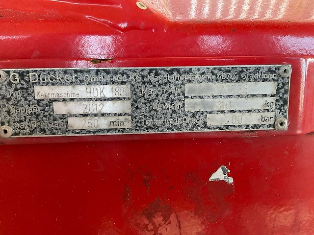 2012 dücker hdk 1800 veegmachine - afbeelding 9 van  9