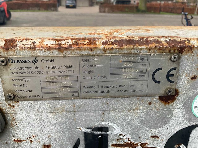 2012 durwen pkb 140 klem heftruck toebehoren - afbeelding 9 van  9