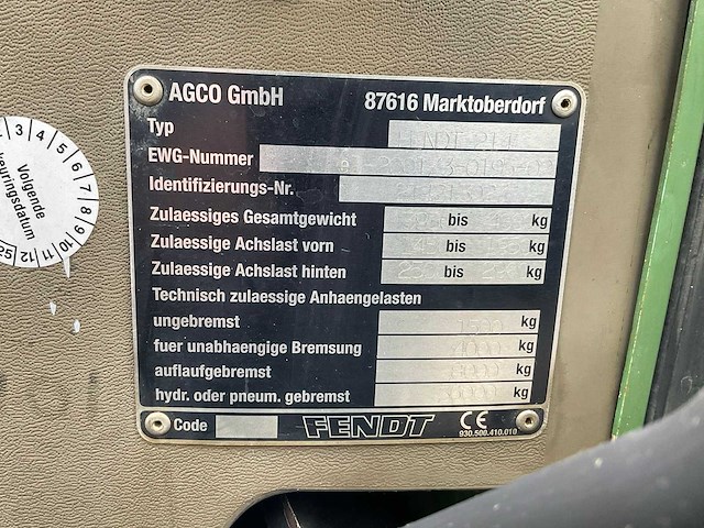 2012 fendt 209 compacttractor - afbeelding 8 van  16