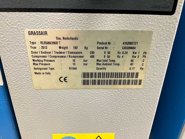 2012 grassair rlr500/2008b t schroefcompressor - afbeelding 6 van  6