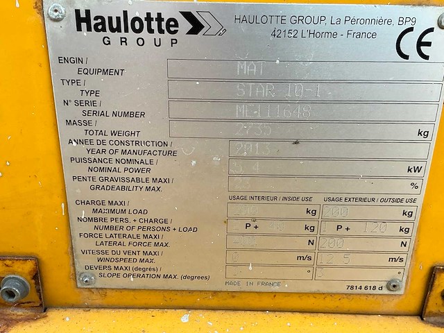 2012 haulotte star10-1 hoogwerker - afbeelding 4 van  12