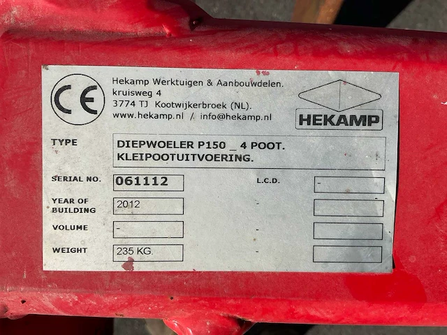 2012 hekamp p150 4-poot woeler - afbeelding 7 van  7