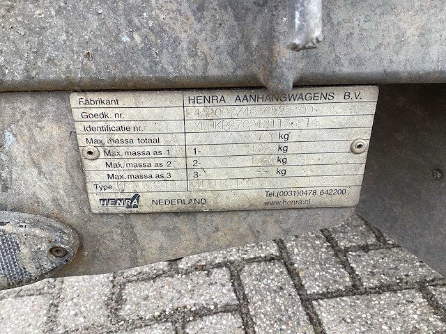 2012 henra drie zijdige kiep trailer k 3.27 aanhangwagen - afbeelding 11 van  11