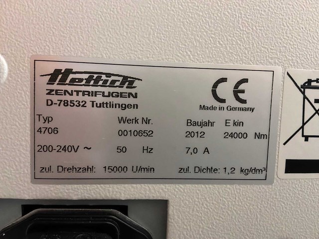2012 hettich rotina 4706 420 r centrifuge - afbeelding 5 van  5