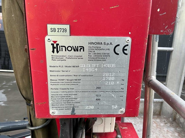2012 hinowa goldlift 1470es spinhoogwerker - afbeelding 10 van  15