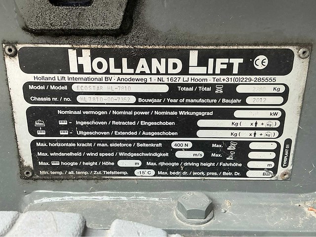 2012 holland lift ecostar hl-7810 hoogwerker - afbeelding 3 van  11