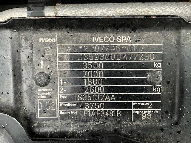 2012 iveco daily 35c13 d 375 clixtar bedrijfswagen - afbeelding 14 van  19