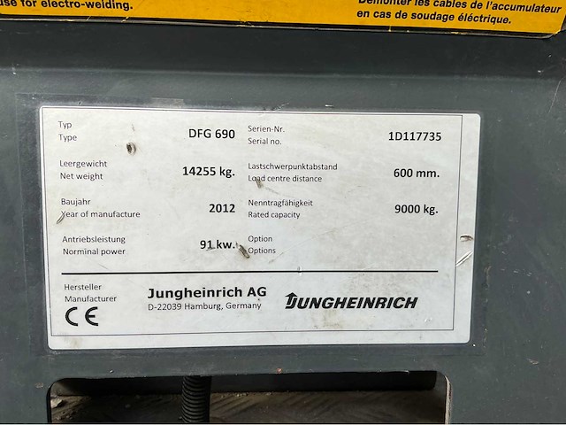 2012 jungheinrich dfg 690 vorkheftruck - afbeelding 6 van  14