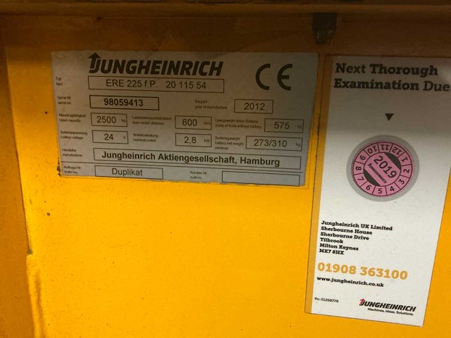 2012 jungheinrich ere 225 elektrische pallettruck - afbeelding 3 van  11