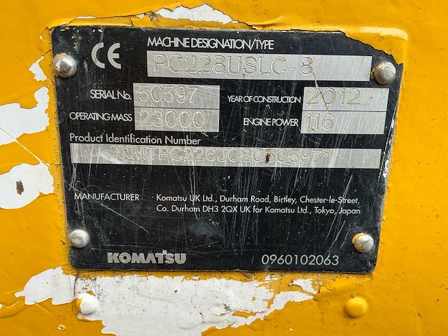 2012 komatsu pc228uslc-8 rupsgraafmachine - afbeelding 14 van  32