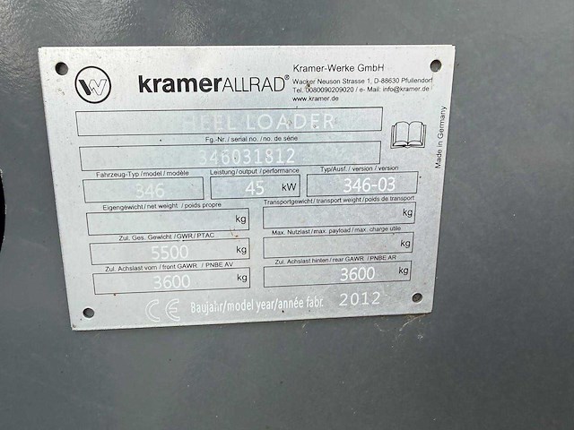 2012 kramer allrad 750 shovel - wiellader - afbeelding 15 van  15