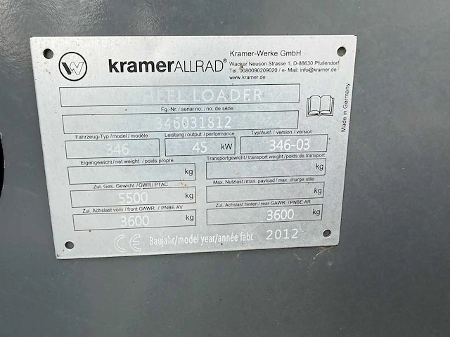 2012 kramer allrad 750 shovel - wiellader - afbeelding 7 van  15
