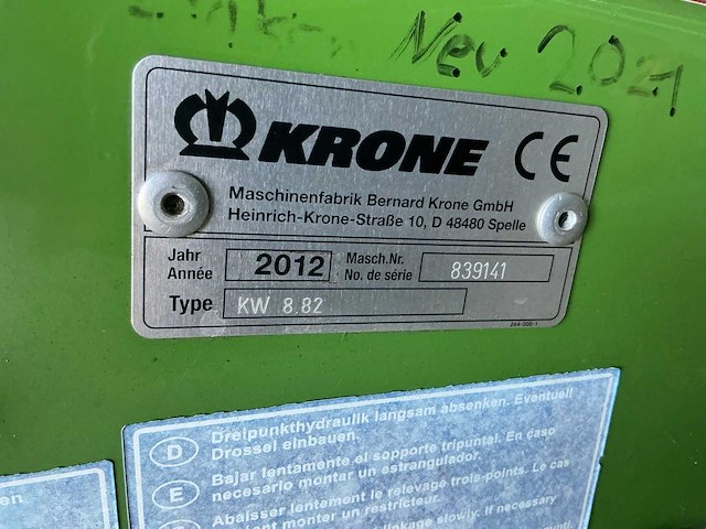 2012 krone kw8.82 schudder - afbeelding 11 van  19