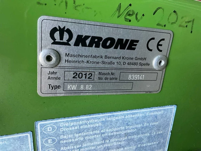 2012 krone kw8.82 schudder - afbeelding 11 van  19