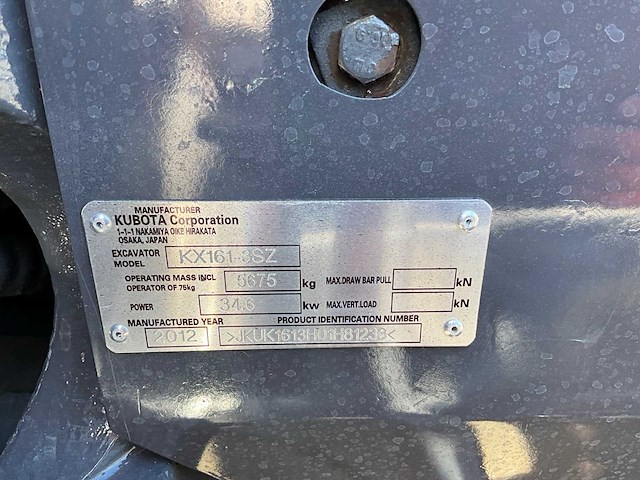 2012 kubota kx161-3 midigraafmachine - afbeelding 20 van  26