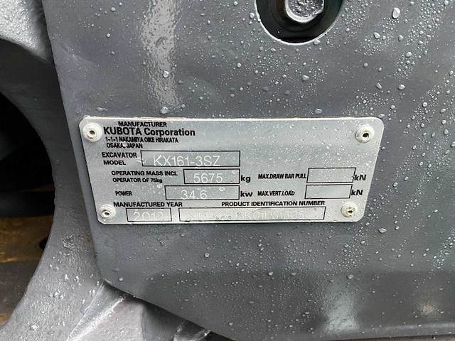2012 kubota kx161-3 midigraafmachine - afbeelding 24 van  30