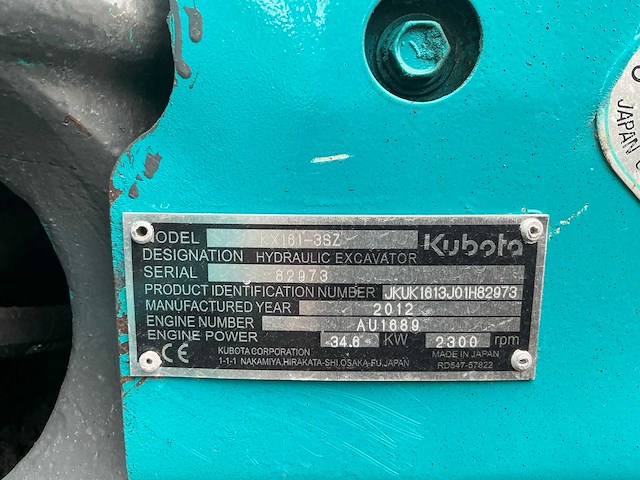 2012 kubota kx161-3sz midigraafmachine - afbeelding 22 van  25