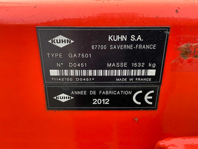 2012 kuhn ga 7501 cirkelhark - afbeelding 4 van  12
