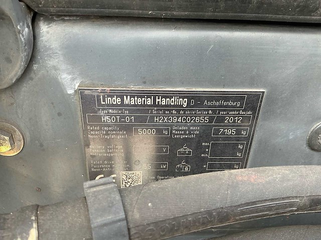 2012 linde h50t-01 vorkheftruck - afbeelding 8 van  12