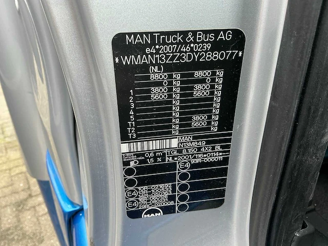 2012 man tgl 8.150 4x2 bl vrachtwagen - afbeelding 16 van  23