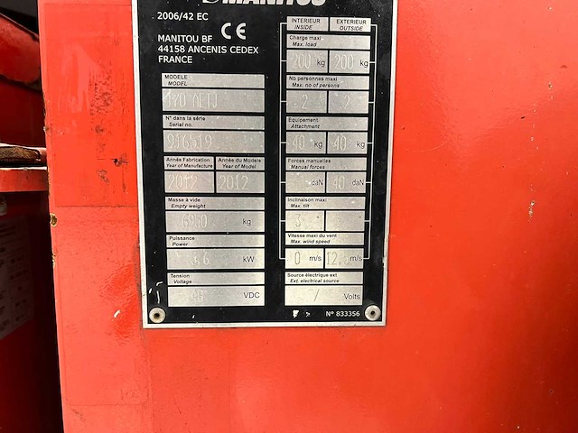 2012 manitou 170aetj zelfrijdende kniktelescoophoogwerker - afbeelding 8 van  8