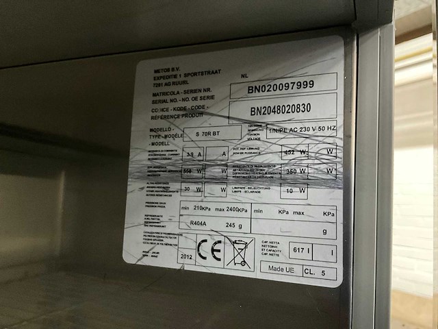 2012 metos s 70r bt rvs vrieskast - afbeelding 8 van  8