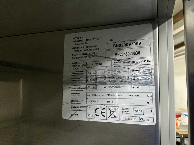 2012 metos s 70r bt vrieskast - afbeelding 8 van  8