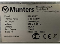 2012 munters rpl 15ft industriële heater - afbeelding 3 van  5