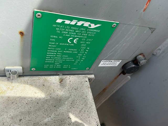 2012 niftylift nifty hr17 hoogwerker - afbeelding 13 van  20