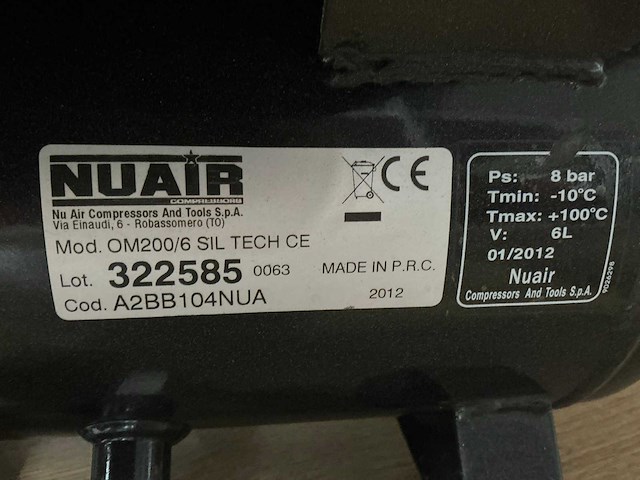 2012 nuair om200/6 sil luchtcompressor - afbeelding 2 van  3