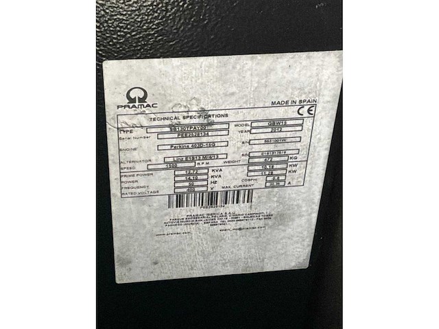 2012 pramac gbw15 hybride stroomaggregaat - afbeelding 11 van  14