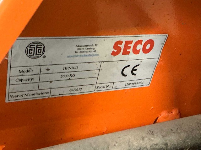 2012 seco hpm20d hand hydraulische palletwagen - afbeelding 8 van  8