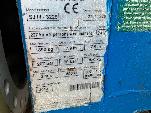 2012 skyjack sjiii 3226 hoogwerker - afbeelding 5 van  13
