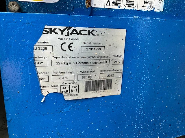 2012 skyjack sjiii 3226 hoogwerker - afbeelding 5 van  13