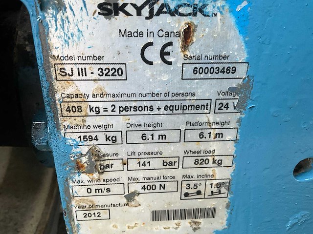 2012 skyjack sjiii3220 hoogwerker - afbeelding 4 van  12