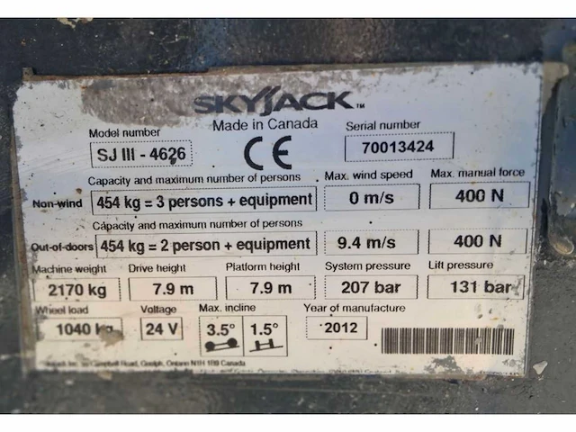 2012 skyjack sjiii4626 hoogwerker - afbeelding 8 van  13