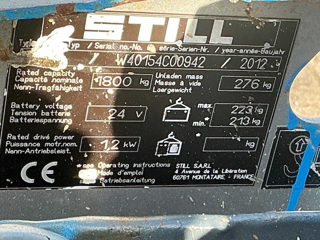 2012 still exu18 elektrische palletwagen - afbeelding 2 van  10