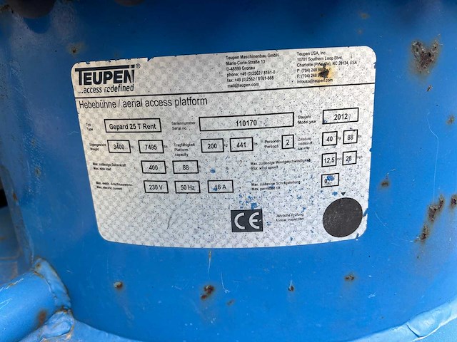 2012 teupen gepard 25t aanhangwagen hoogwerker - afbeelding 16 van  16