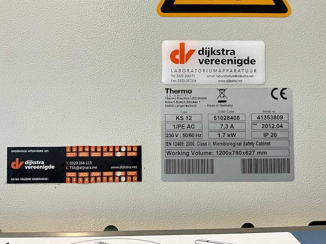 2012 thermo scientific herasafe ks 12 microbiologische veiligheidskast en12469 - afbeelding 9 van  9