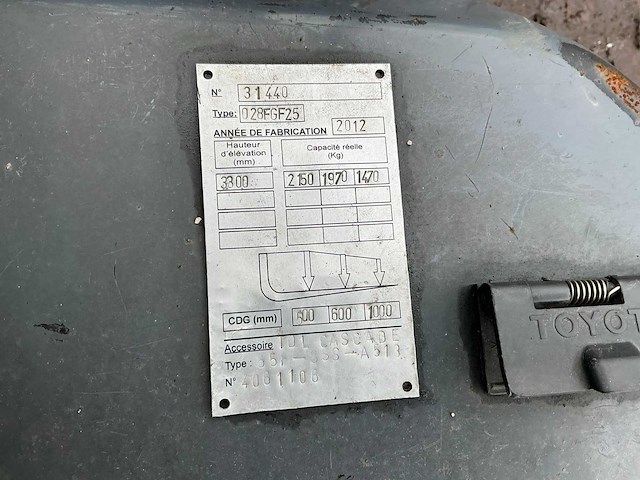 2012 toyota 028fgf25 vorkheftruck - afbeelding 27 van  33