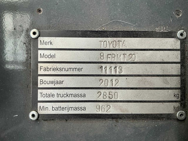 2012 toyota 8fbmt20 traigo48 vorkheftruck - afbeelding 22 van  30