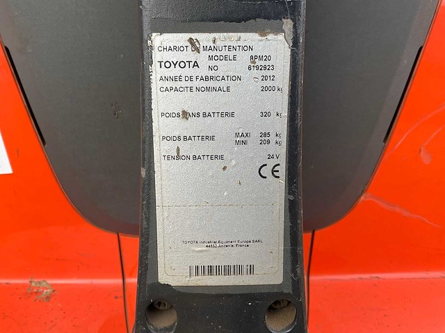 2012 toyota 8pm20 elektrische palletwagen - afbeelding 8 van  11